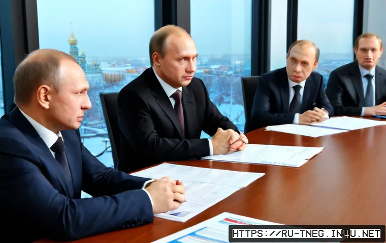 무역협상에서 발생한 주요 분쟁 사례 - Photorealistic international trade dispute negotiation in a formal Moscow conference room, Russian a...